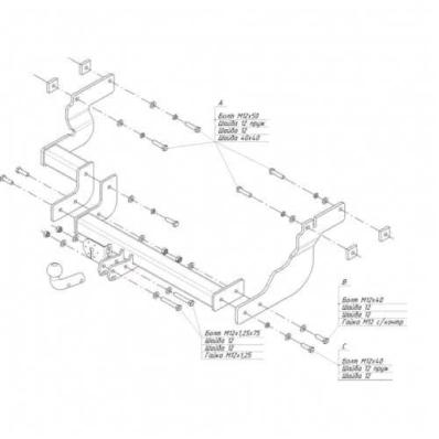 Фаркоп (ТСУ) для FORD Tourneo Connect 2002-2014 съемный шар на двух болтах 1.2тонны Босал